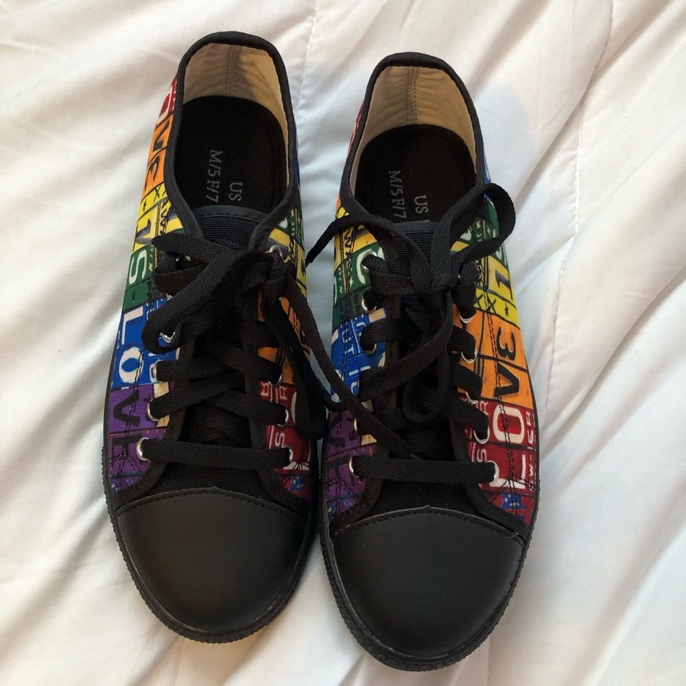 Pride Canvas Sneakers. Size 7. Multi Colour